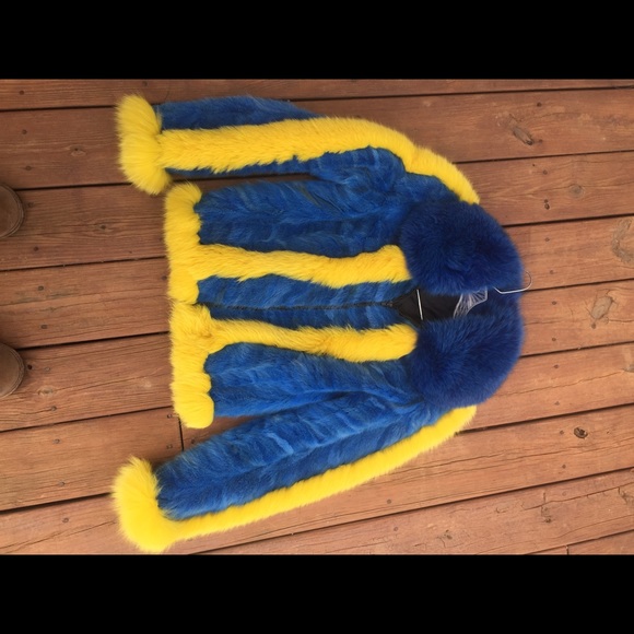 Jackets & Blazers - Outrageously decadent blue & yellow mink fur